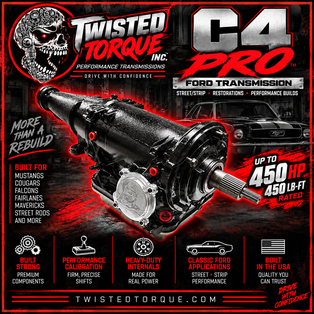 Twisted Pro™ Ford C4 Transmission – 2WD
